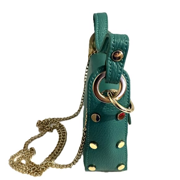 Gold Bee Handbag-Vera Pelle-Made In Italy-Leather Grab Handle Bag W/ Chain Strap - Picture 7 of 15